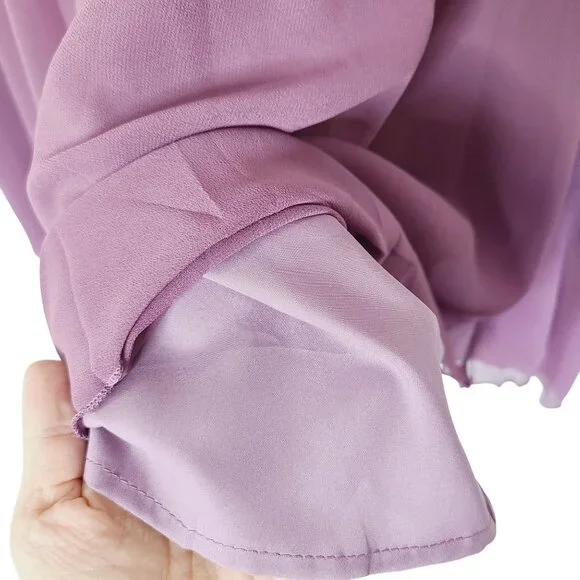 Purple Lace & Chiffon Short Sleeve Formal Dress Womens Fit & Flare Style NWT - Picture 7 of 13